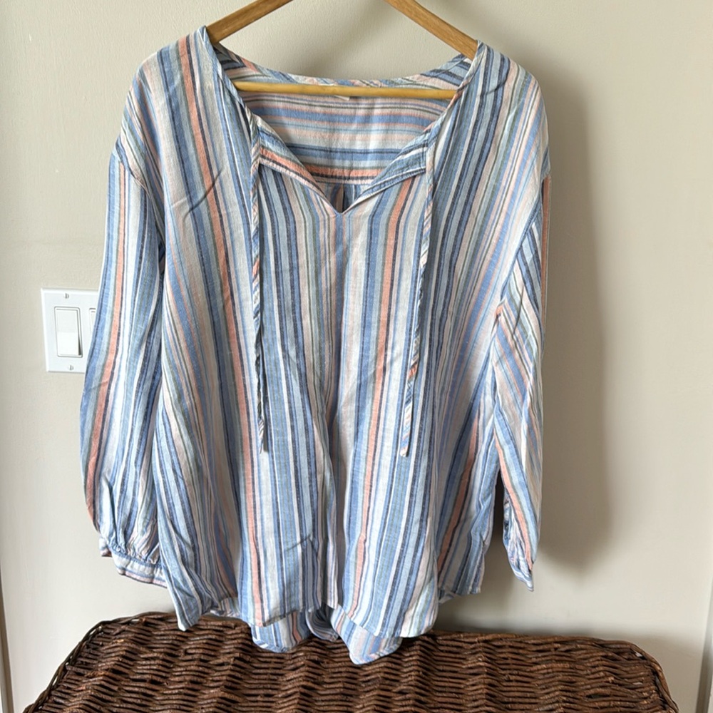 Caslon striped popover blouse
